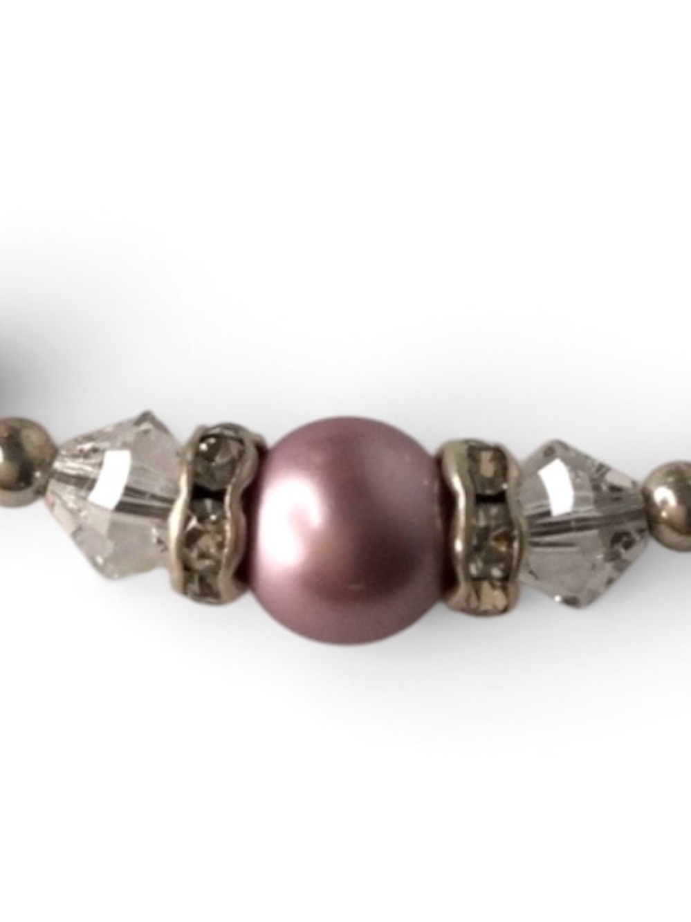 Handmade Dainty Glass Pearls & Crystal Beaded Bracelet - Picture 10 of 13